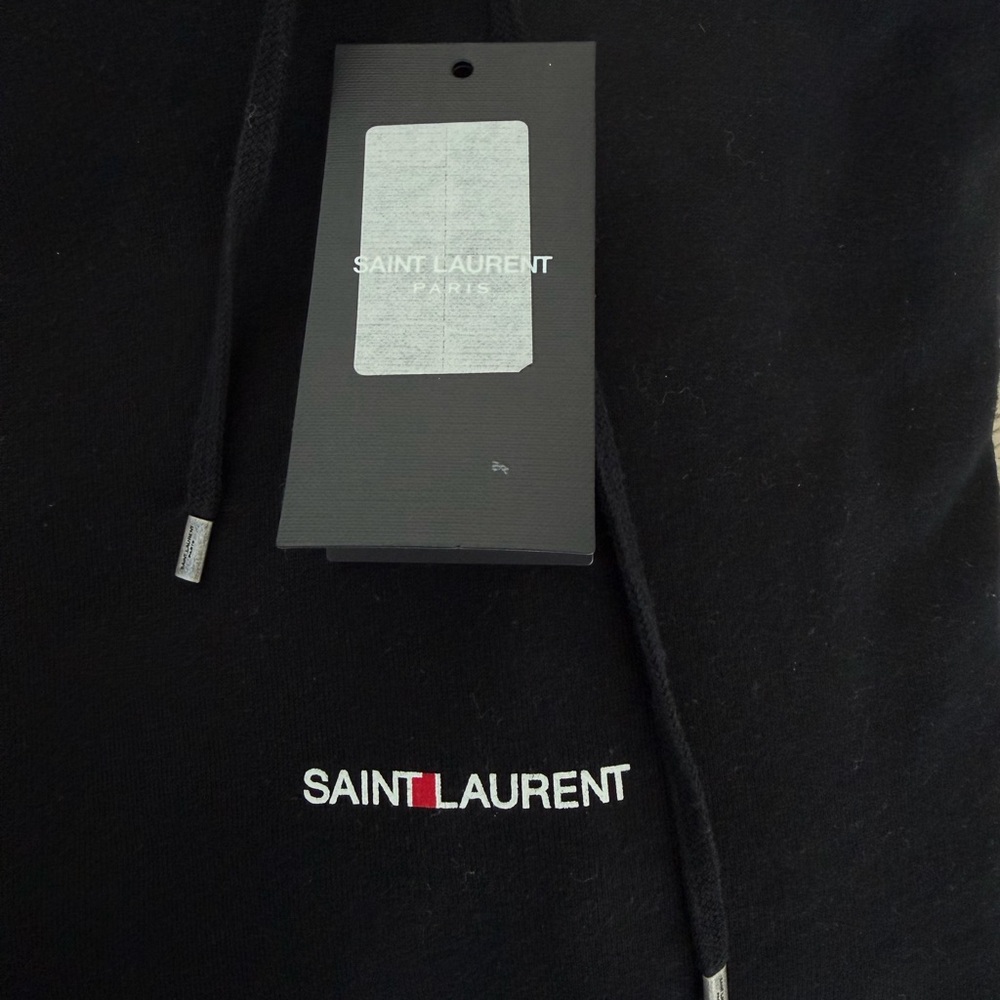 Saint Laurent Logo Printed Drawstring Hoodie Size… - image 6